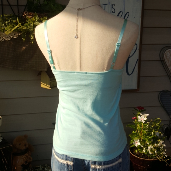 OLD NAVY ♡ Gorgeous Vintage Aqua Perfect Fit Lacey Cami Bralette Babydoll Top S - Picture 3 of 13